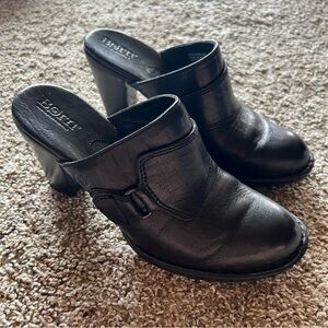 Born Black Leather Clogs